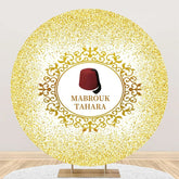 Aperturee - Gold Glitter Red Hat Mabrouk Tahara Round Backdrop